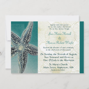 Convite para Casamento de Starfish e Shells
