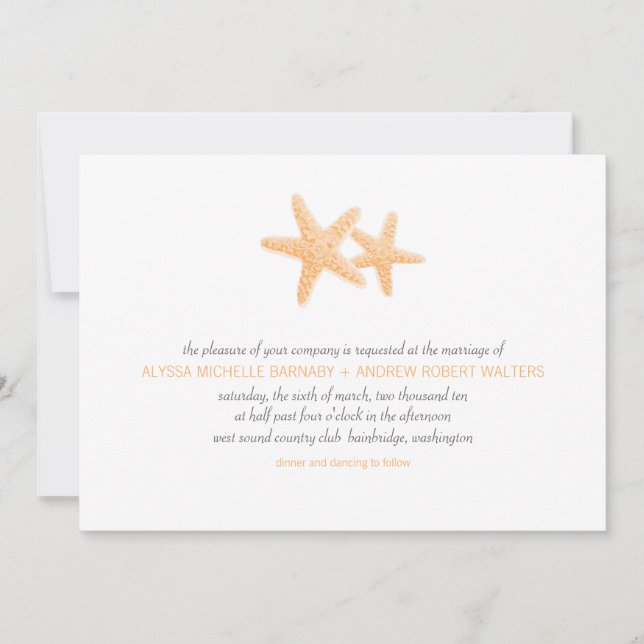 Convite para Casamento de Starfish Pair (Frente)