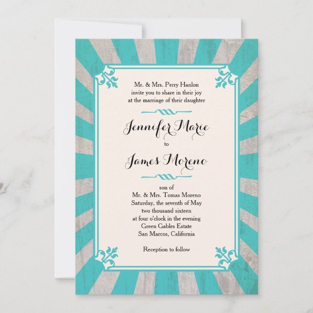 Convite para Casamento de Steampunk Turquoise (Frente)