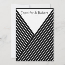 Convite para Casamento de Stripe Negra e Branca
