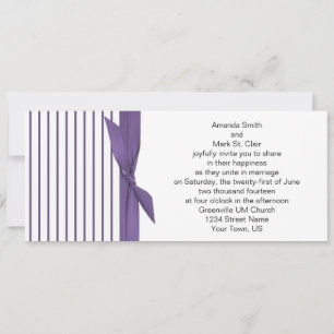 Convite para Casamento de Stripe Roxo e Branco