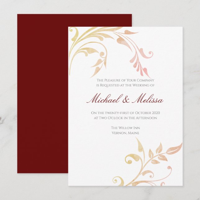 Convite para Casamento de Sujidade de Outono (Frente/Verso)