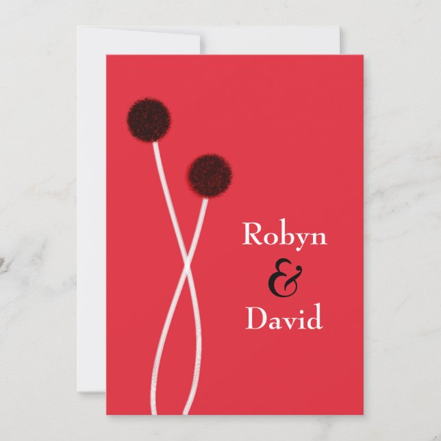 Convite para Casamento de Sumi-e Vermelho e Negro (Frente)