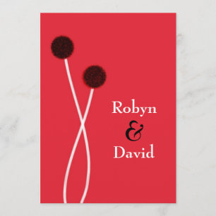 Convite para Casamento de Sumi-e Vermelho e Negro