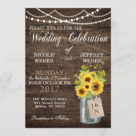 Convite para Casamento de Sunflower Country Mason 