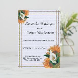 Convite para Casamento de Sunflower e Calla Lily S