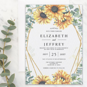 Convite para Casamento de Sunflower Eucalyptus