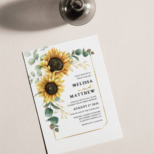 Convite para Casamento de Sunflower Eucalyptus