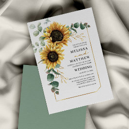 Convite para Casamento de Sunflower Eucalyptus