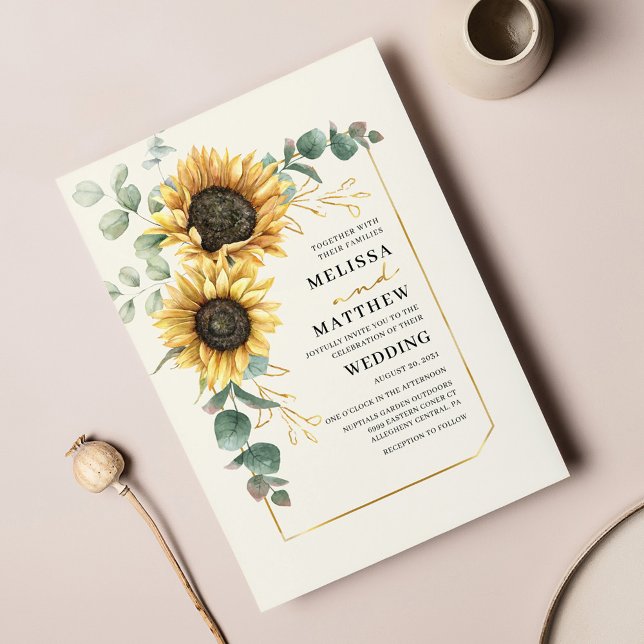 Convite para Casamento de Sunflower Eucalyptus (Criador carregado)