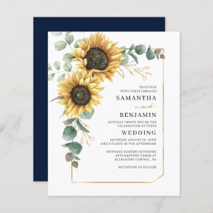 Convite para Casamento de Sunflower Greenery
