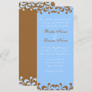 Convite para Casamento de Swirls Marrom e Azul