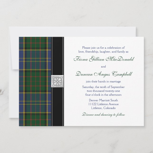 Convite para casamento de Tartan Caça MacMillan (Frente)