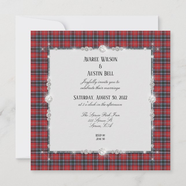 Convite para casamento de Tartan escocês MacTavish (Frente)