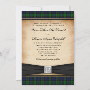 Convite Para Casamento De Tartan, Scottish Black W