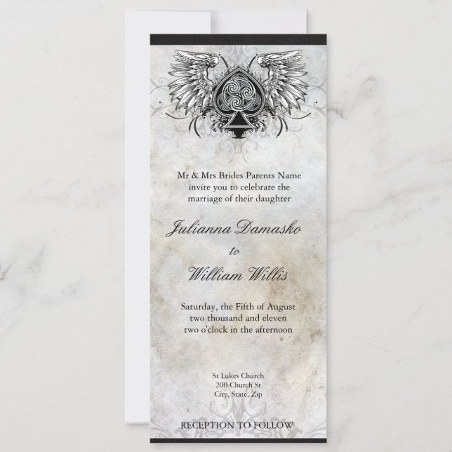 Convite Para Casamento De Tatuagem Urbana De Nó Ce (Frente)