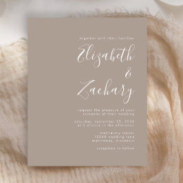 Convite para Casamento de Taupe de Script Moderno
