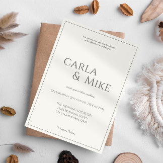 Convite para Casamento de Taupe Minimalista