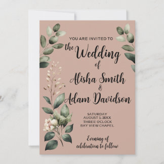Convite para Casamento de Taupe Sage & Blush