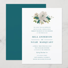 Convite para Casamento de Teal Blooms