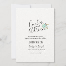 Convite Para Casamento De Teal Botânico Por Aquare