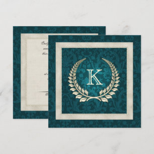 Convite para casamento de Teal Damask e Pearls