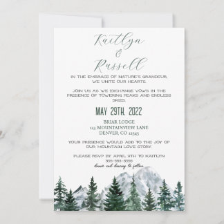 Convite para Casamento de Tema de Montanha
