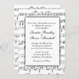Convite para Casamento de Tema Musical White Sheet
