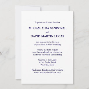 Convite para Casamento de Texto Azul Formal Minima