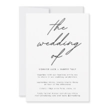 Convite para Casamento de Texto Branco Preto Simpl