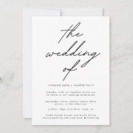 Convite para Casamento de Texto Branco Preto Simpl