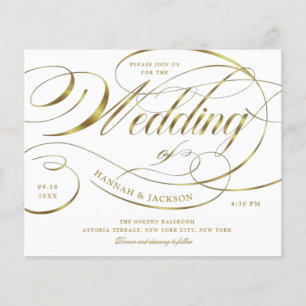 Convite para Casamento de Texto Curvo de Script Do