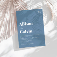 convite para casamento de texto moderno e azul