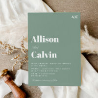 convite para casamento de texto moderno verde sage