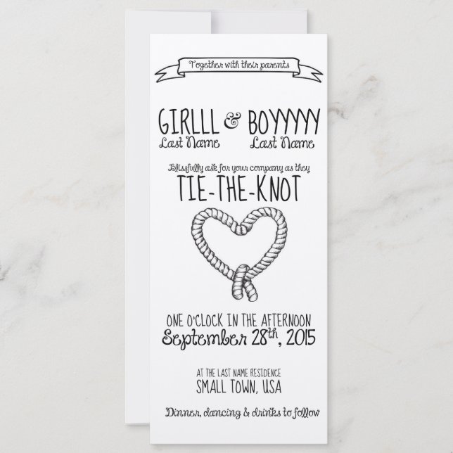 Convite para Casamento de Tie-the-Knot (Frente)
