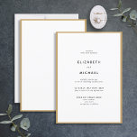 Convite para casamento de tipografia Dourada e neg<br><div class="desc">Um belo convite de casamento de tipografia para um verão ou casamento outono! Esta bela e elegante design apresenta uma vantagem dourada em torno de um convite branco, com a moderna tipografia negra. Uma design simples e minimalista. Muito obrigado por apoiar a nossa pequena empresa, que apreciamos muito! Estamos tão...</div>