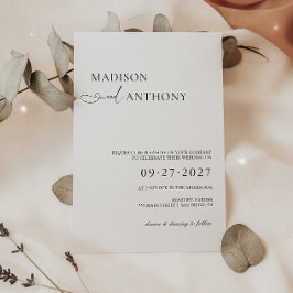 Convite para Casamento de Tipografia Moderna e Min