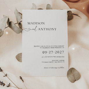 Convite para Casamento de Tipografia Moderna e Min