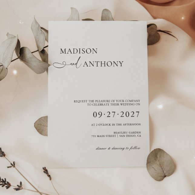 Convite para Casamento de Tipografia Moderna e Min (Criador carregado)