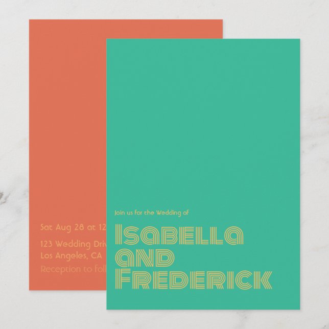 Convite Para Casamento De Tipografia Retroativa (Frente/Verso)