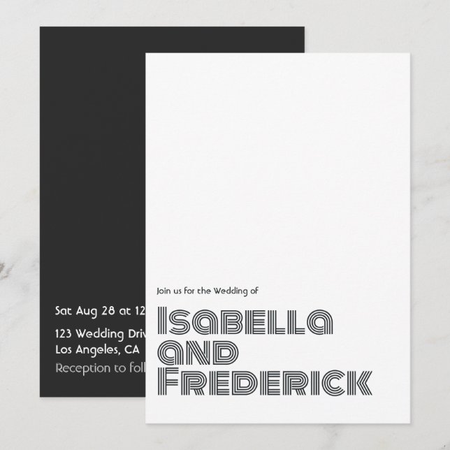 Convite Para Casamento De Tipografia Retroativa (Frente/Verso)