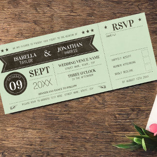 Convite para casamento de tíquetes com RSVP