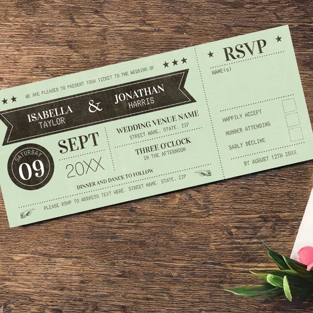 Convite para casamento de tíquetes com RSVP (Criador carregado)