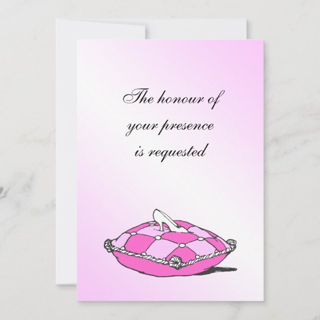 Convite para Casamento de Travesseiros Rosa Cinder (Frente)