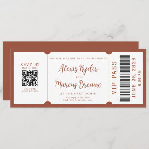 Convite para Casamento de Trendy Terracotta Ticket