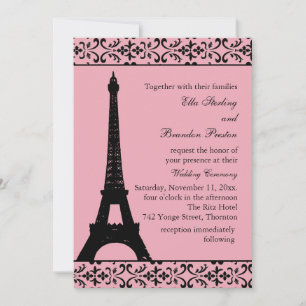 Convite para Casamento de Tres Paris (rosa)