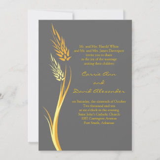 Convite Para Casamento De Trigo De Outono De cinza