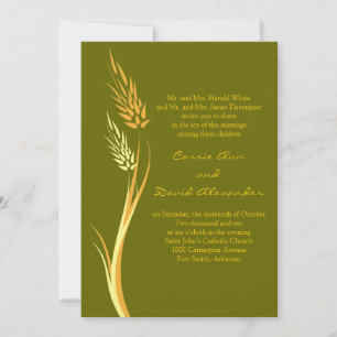 Convite para Casamento de Trigo de Outono Verde