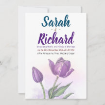 Convite para Casamento de Tulipas de Aquarela Eleg