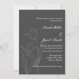 Convite para Casamento de Tulipas Minimalista de C
